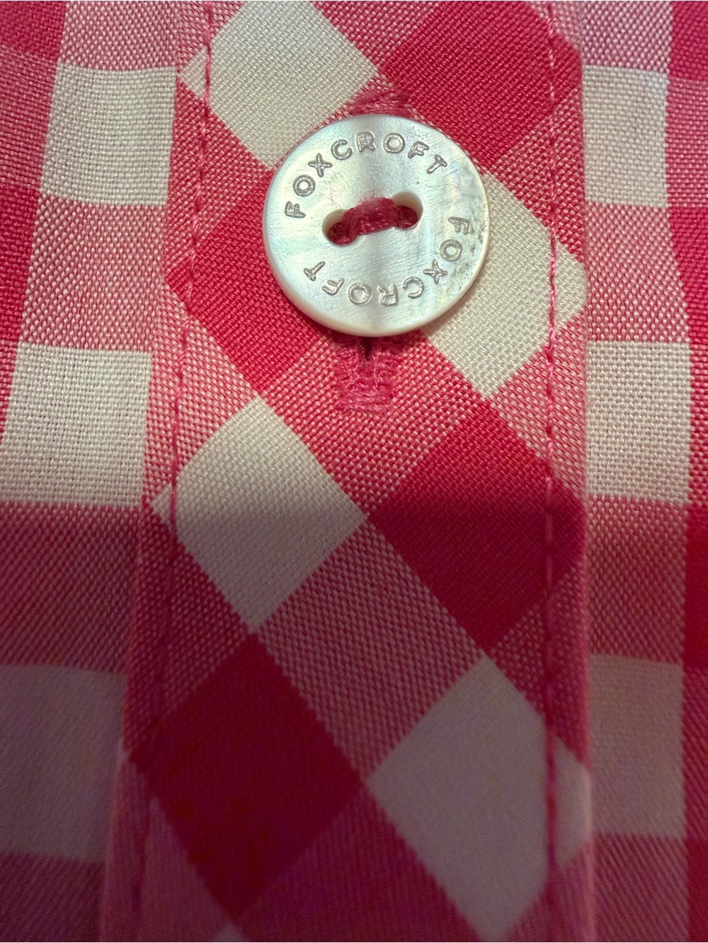 Foxcroft NYC Heritage Non Iron Pink and White Gingham Button-Down Shirt Top- 18W - Picture 8 of 12